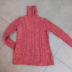 Motherhood Maternity Red Cable Knit Turtleneck Sweater Size M